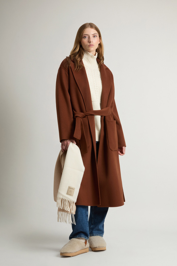Long Coat in Pure Virgin Wool with Belt Brown photo 2 | Woolrich