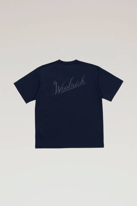 T-shirt van COOLMAX met opdruk Blauw | Woolrich