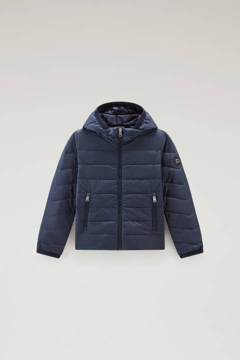 Boys' Sundance Jacket with Hoodie in Lightweight Microfiber Blue | Woolrich