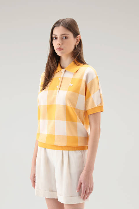American Check Polo in Yarn-Dyed Stretch Cotton Blend Yellow | Woolrich