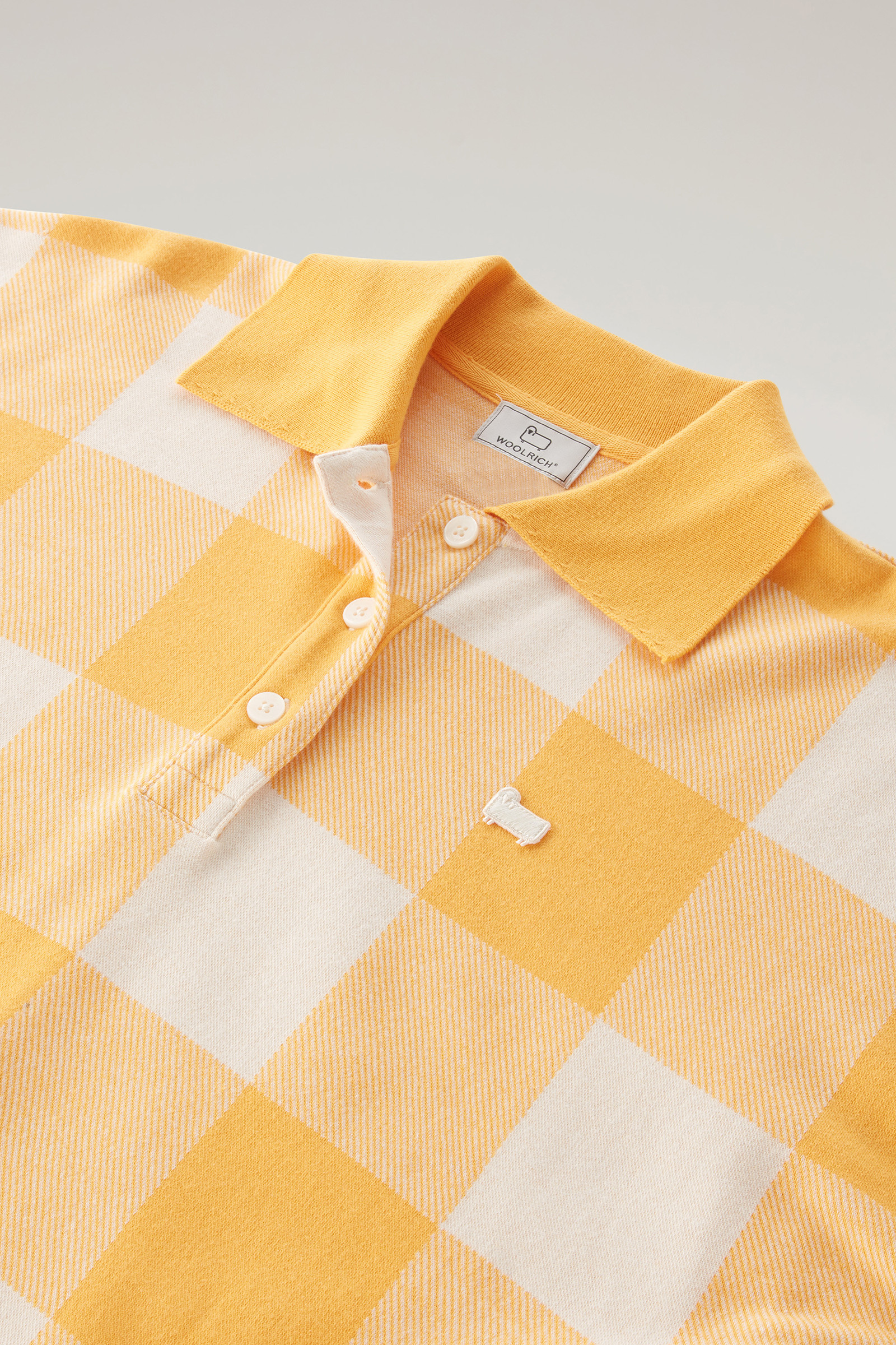 American Check Polo in Yarn-Dyed Stretch Cotton Blend Yellow photo 6 | Woolrich