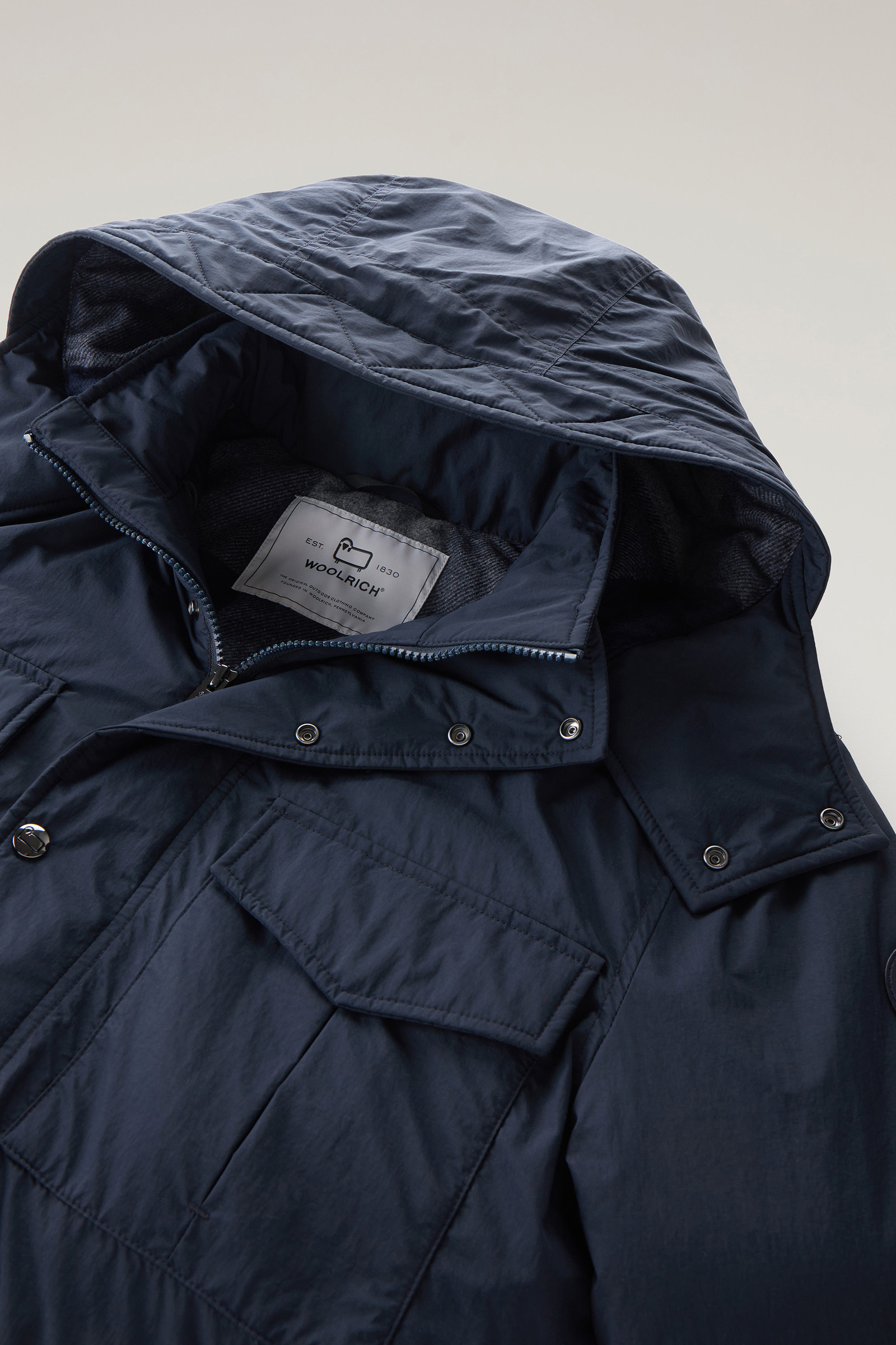 in Field with Blue Woolrich Hood Aleutian Detachable Taslan Jacket | Men\'s Nylon USA