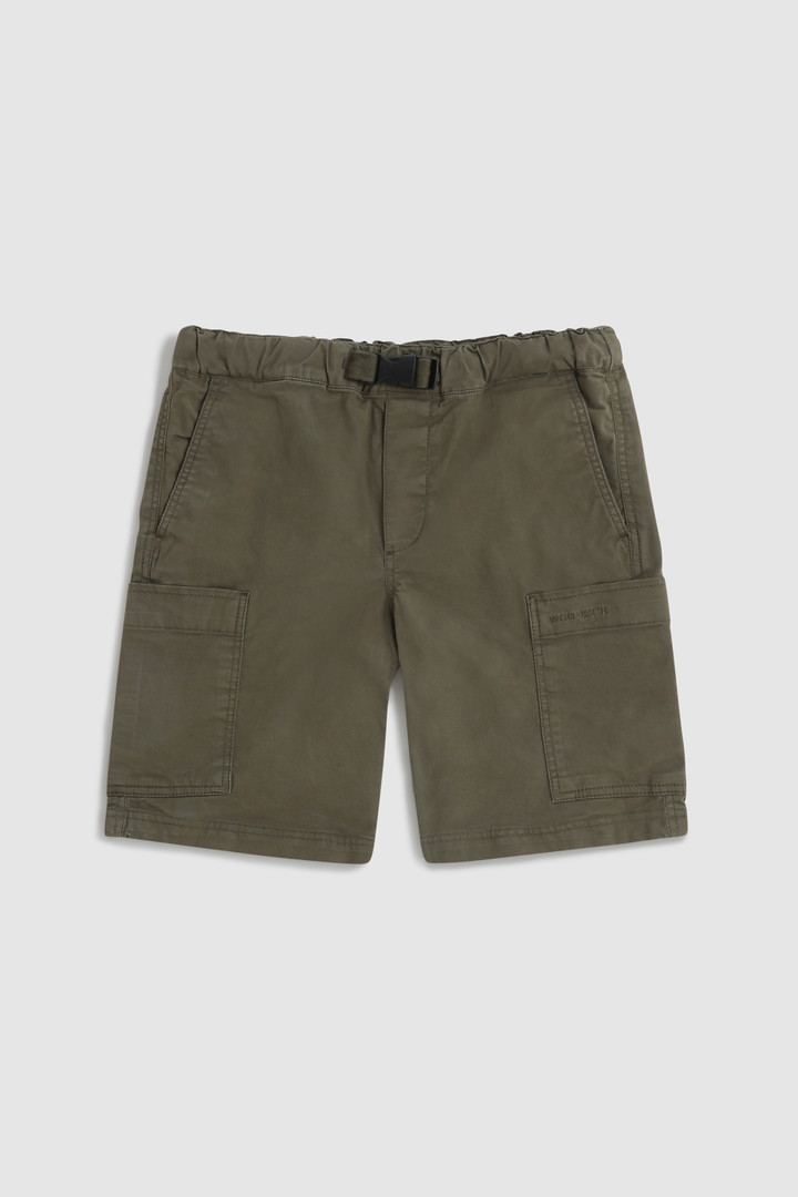 Shorts aus Stretch-Baumwoll-Twill für Jungen Grün | Woolrich