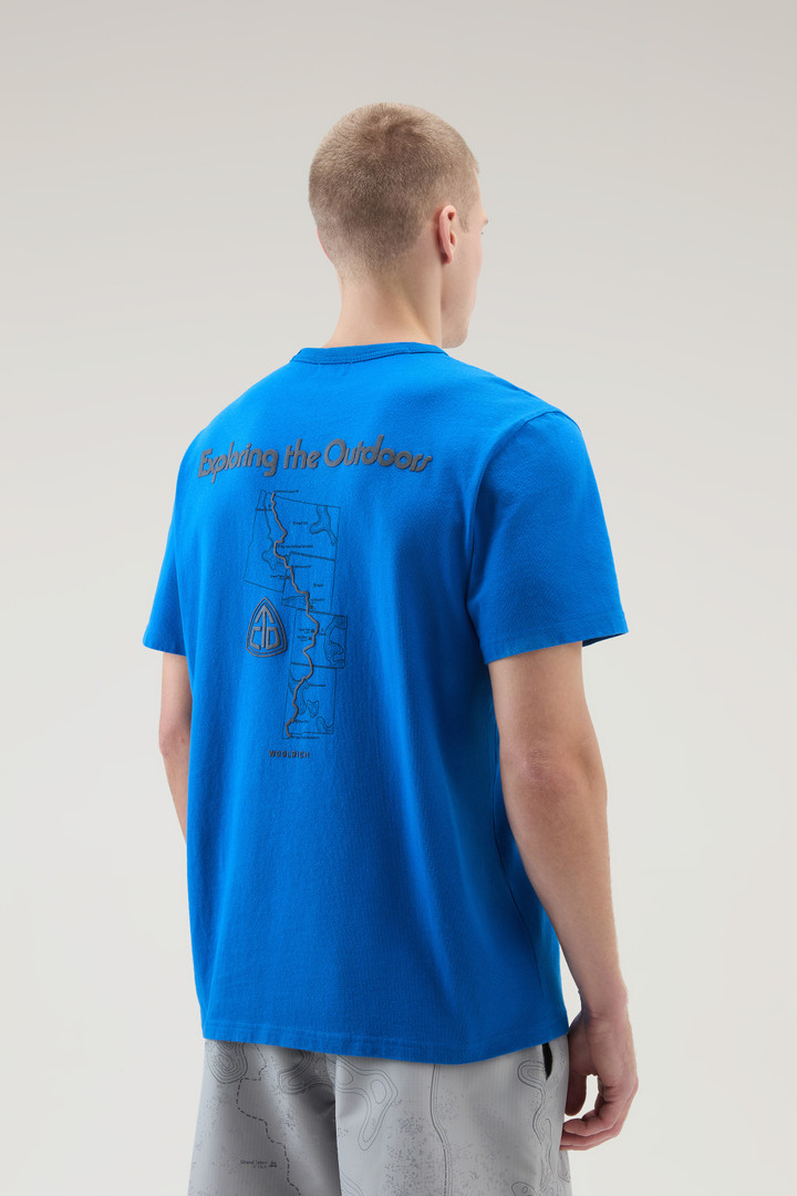 Pure Cotton T-Shirt with Trail Print Blue photo 3 | Woolrich