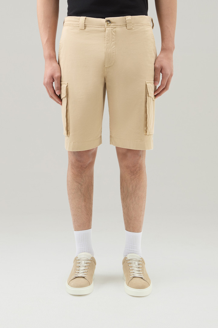 Garment-Dyed Cargo Shorts in Stretch Cotton Beige photo 1 | Woolrich