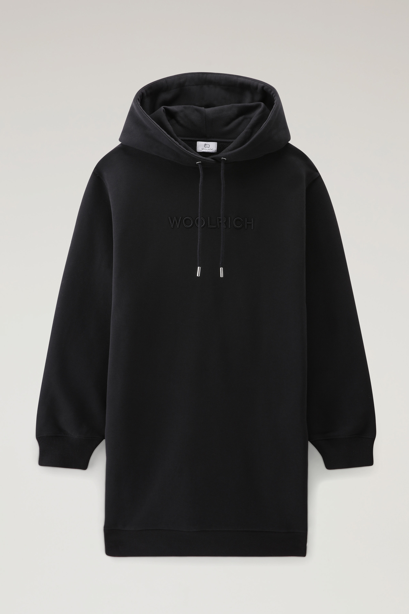 Lange jurk van katoenfleece met capuchon zwart photo 5 | Woolrich