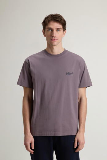 T-Shirt in Pure Cotton with Logo Purple photo 1 | Woolrich
