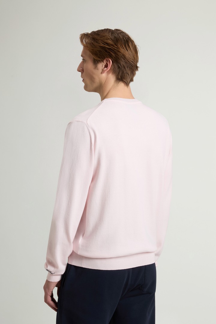 Pullover mit Rundhalsausschnitt aus reiner Baumwolle mit aufgesticktem Logo Rosa photo 3 | Woolrich