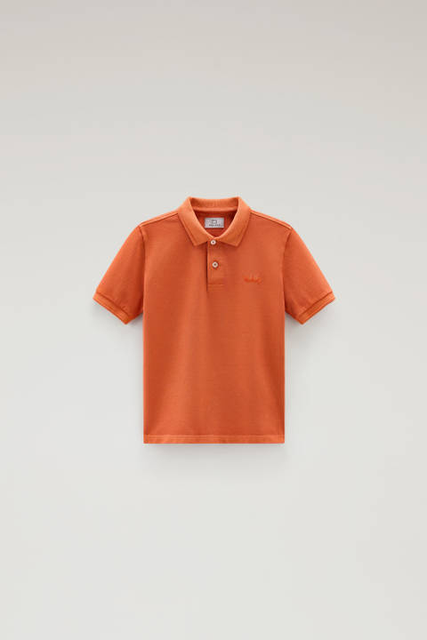 Polo Mackinack pour garçon teint en pièce en coton élastique Orange | Woolrich