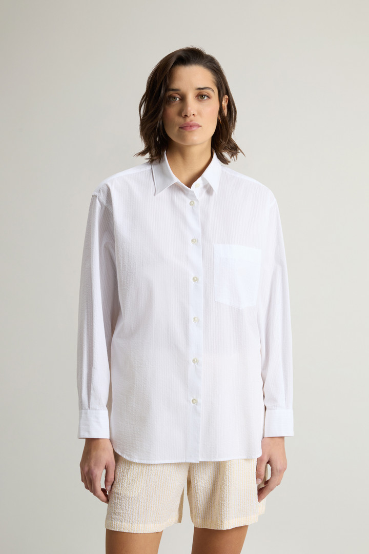 Woolrich Woman Seersucker Cotton Shirt White Size XL