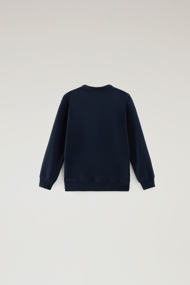 Sweat-shirt à col rond pour garçon en pur coton avec impression Bleu photo 2 | Woolrich