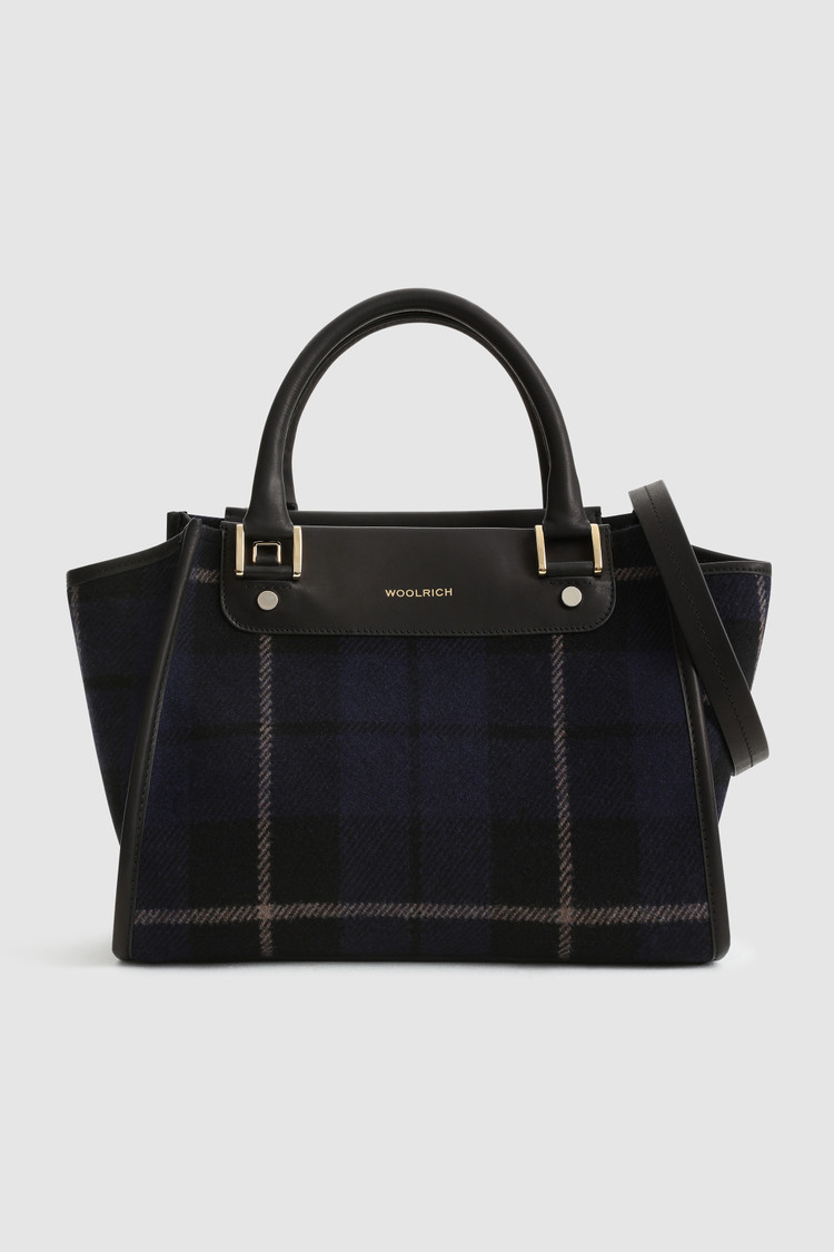 Wool Tote Bag with check pattern