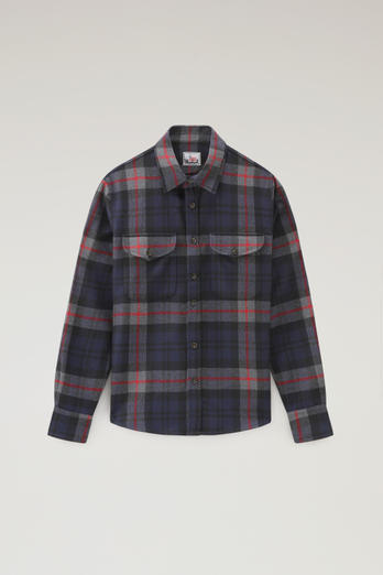 Wool Blend Oxbow Flannel Overshirt - Made in USA Blue | Woolrich