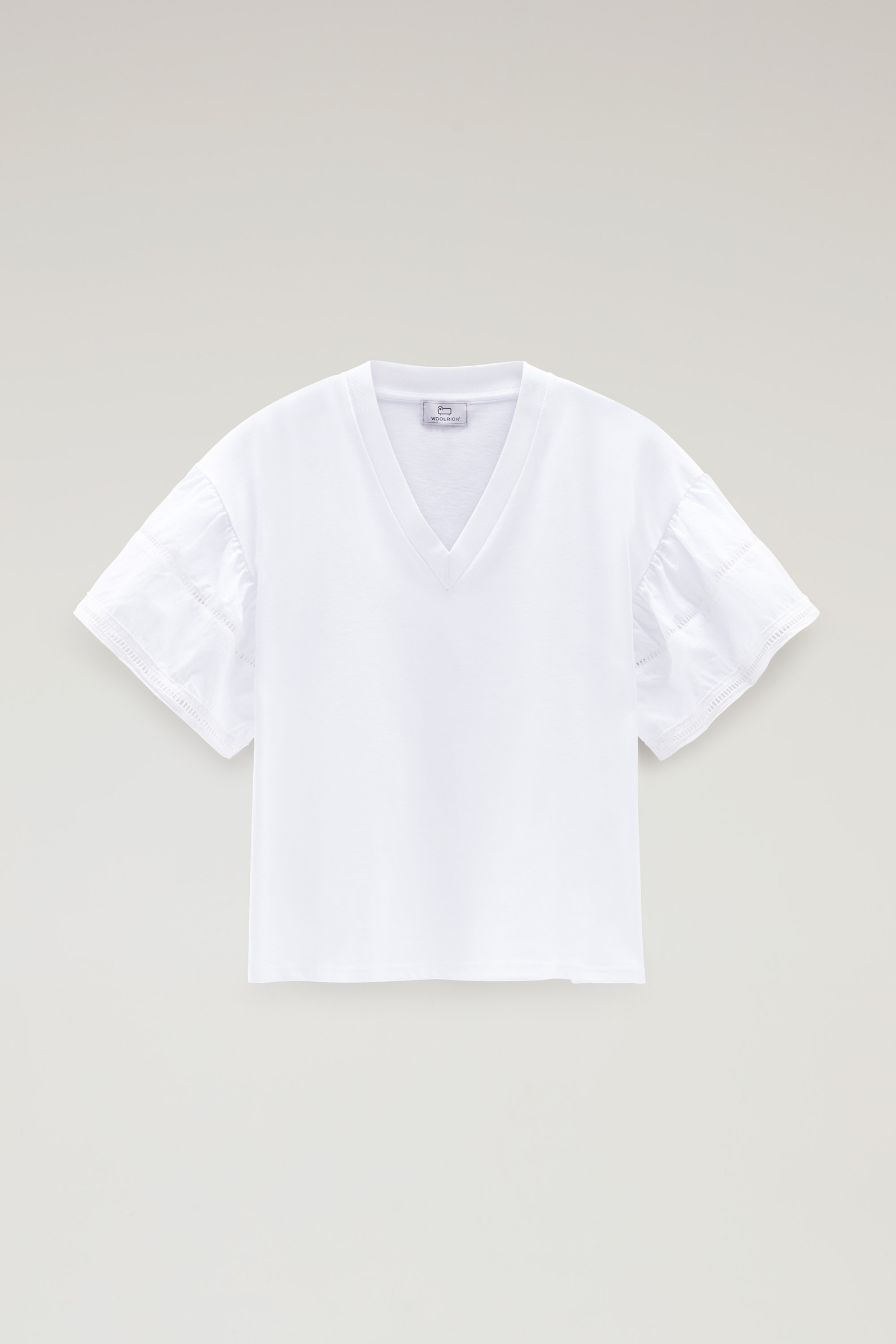 Lakeside T-shirt in Pure Cotton with Puff Sleeves White photo 5 | Woolrich