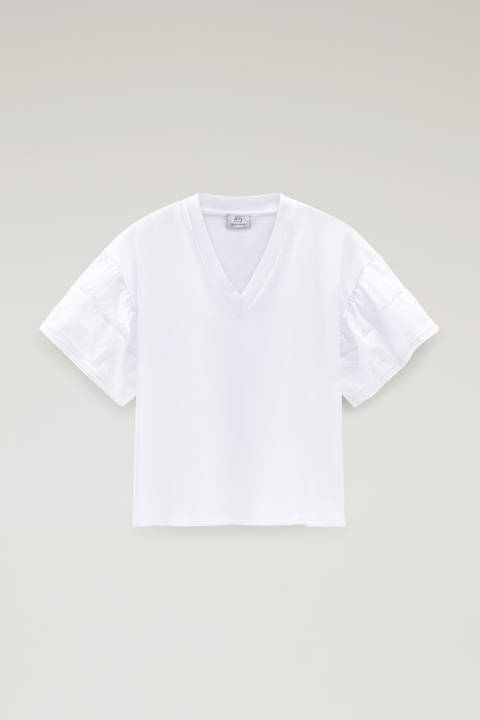 Lakeside T-shirt aus reiner Baumwolle mit Puffärmeln Weiß photo 2 | Woolrich