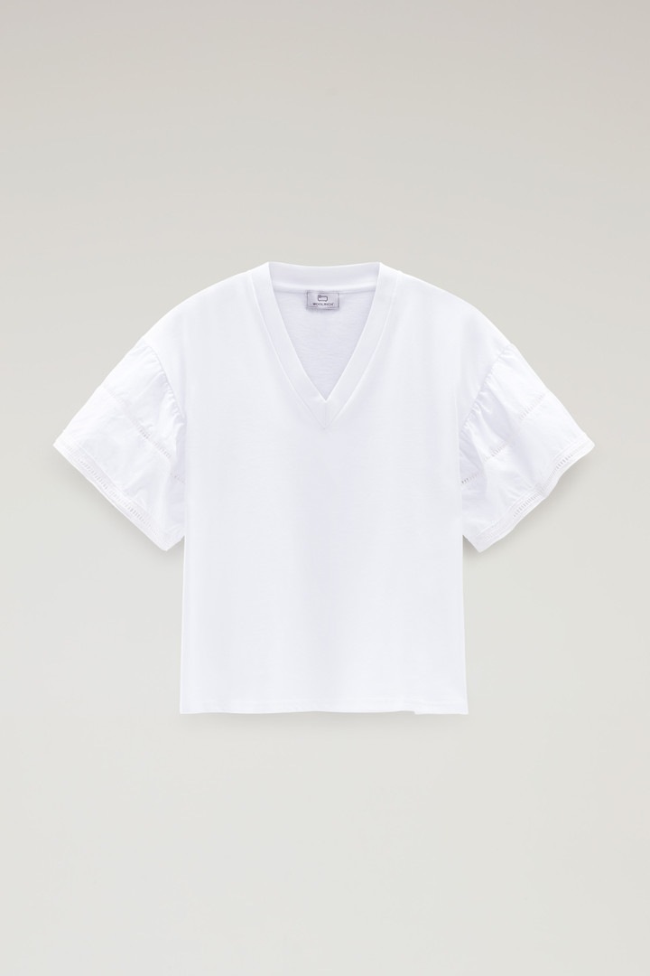 Lakeside T-shirt aus reiner Baumwolle mit Puffärmeln Weiß photo 5 | Woolrich