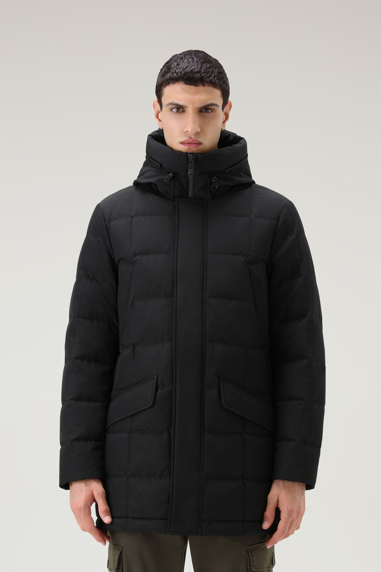 Men's Blizzard Parka in Ramar Cloth with Square Quilting Black ...