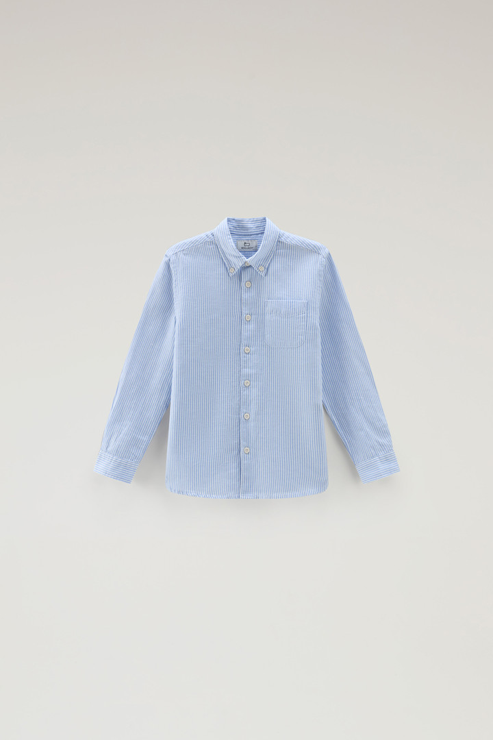 Mädchenshirt aus gestreiftem Leinen-Baumwoll-Materialmix Blau photo 1 | Woolrich