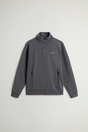 Hybrid Pure Cotton and Nylon Turtleneck Sweatshirt Gray | Woolrich