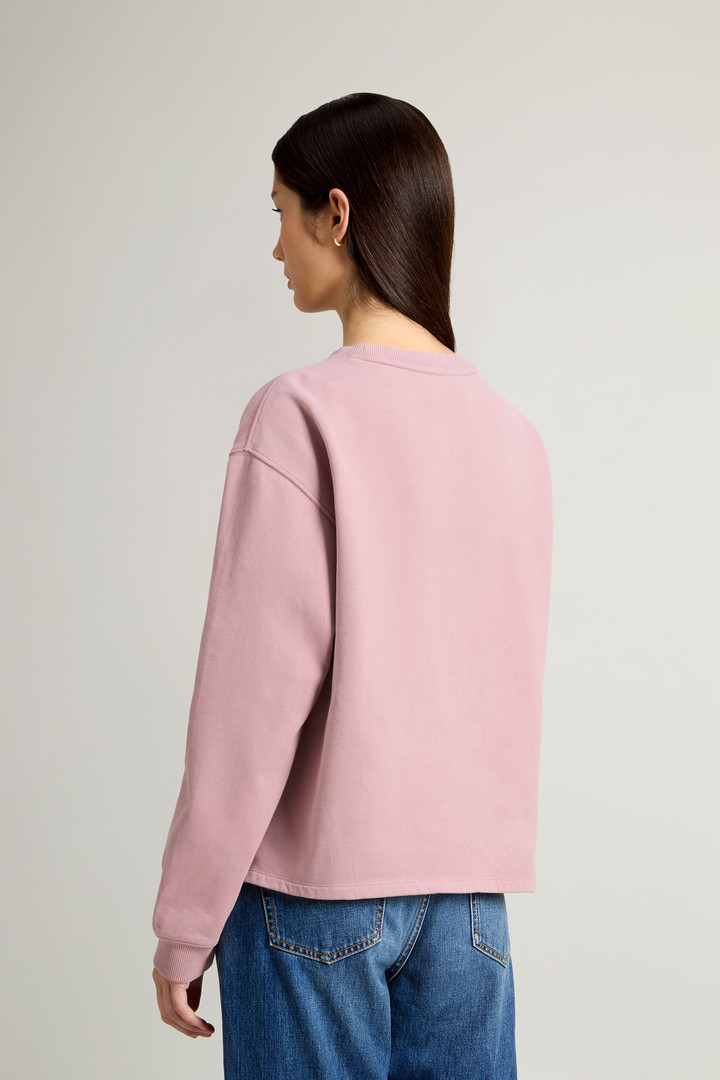 Pure Cotton Crewneck Sweatshirt with Embroidered Lettering on the Chest Pink photo 3 | Woolrich