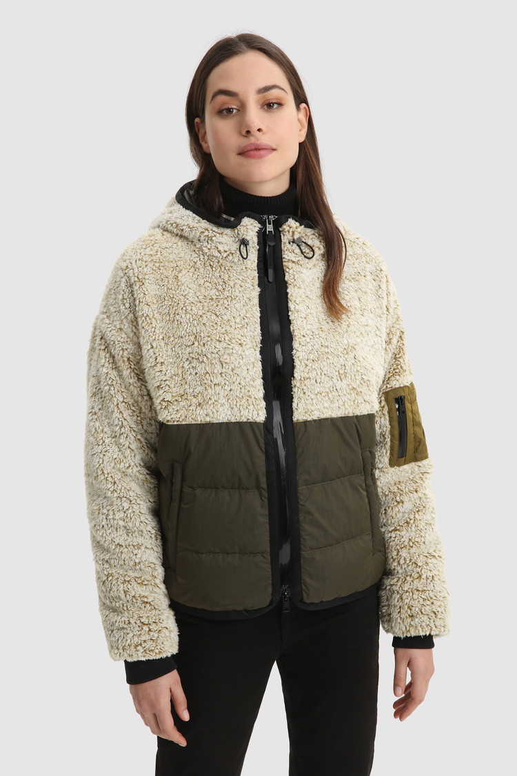 Hoody van fleece en nylon