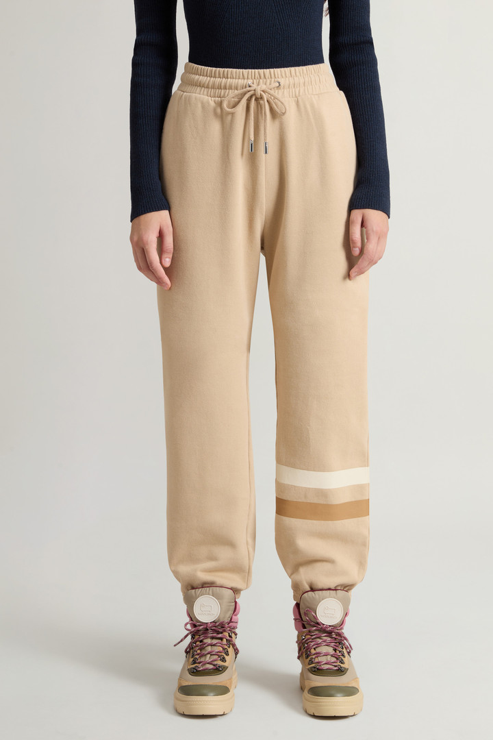 Pure Cotton Fleece Pants with Striped Detail Beige photo 2 | Woolrich