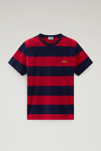 Striped T-Shirt in Stretch Cotton Jersey Red | Woolrich