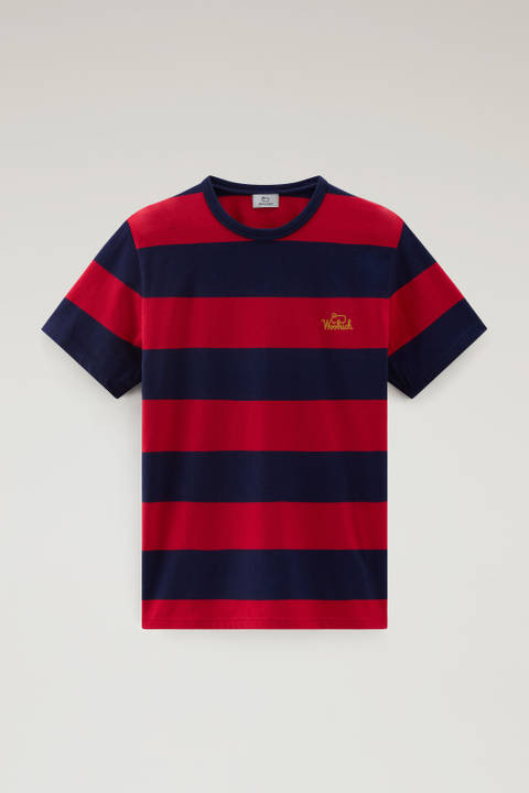 Gestreept T-shirt van elastische katoenjersey Rood photo 2 | Woolrich