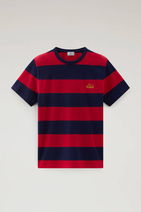 Striped T-Shirt in Stretch Cotton Jersey Red photo 2 | Woolrich