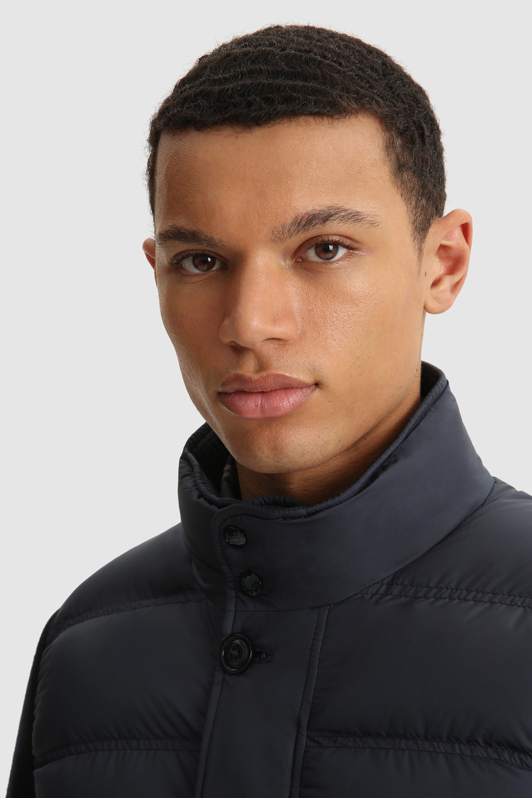 Sweater met volledige rits, gewatteerd en met gebreide mouwen