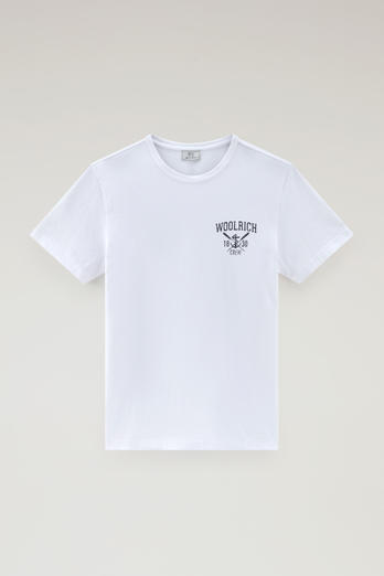 Pure Cotton Nautical Print T-Shirt White | Woolrich