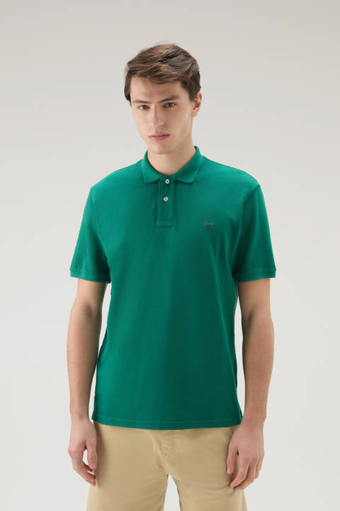 Polo Shirt in Pure Cotton Piquet Green | Woolrich