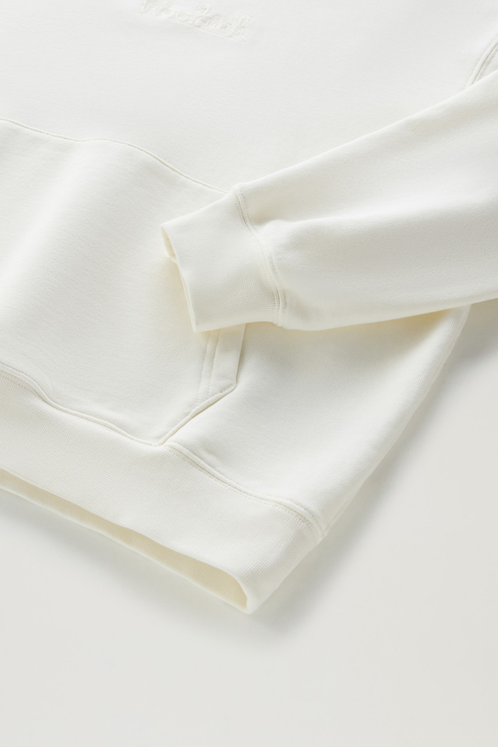 Sweat-shirt en pur coton à capuche et logo brodé Blanc photo 7 | Woolrich