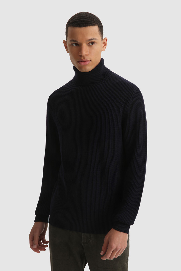 Men's Merino wool Turtleneck Sweater Blue | Woolrich