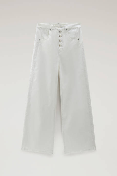 Pantalones de sarga de algodón elástico teñido en prenda Blanco photo 2 | Woolrich