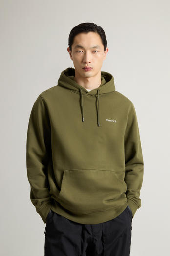 Pure Cotton Hoodie with Back Print Green | Woolrich