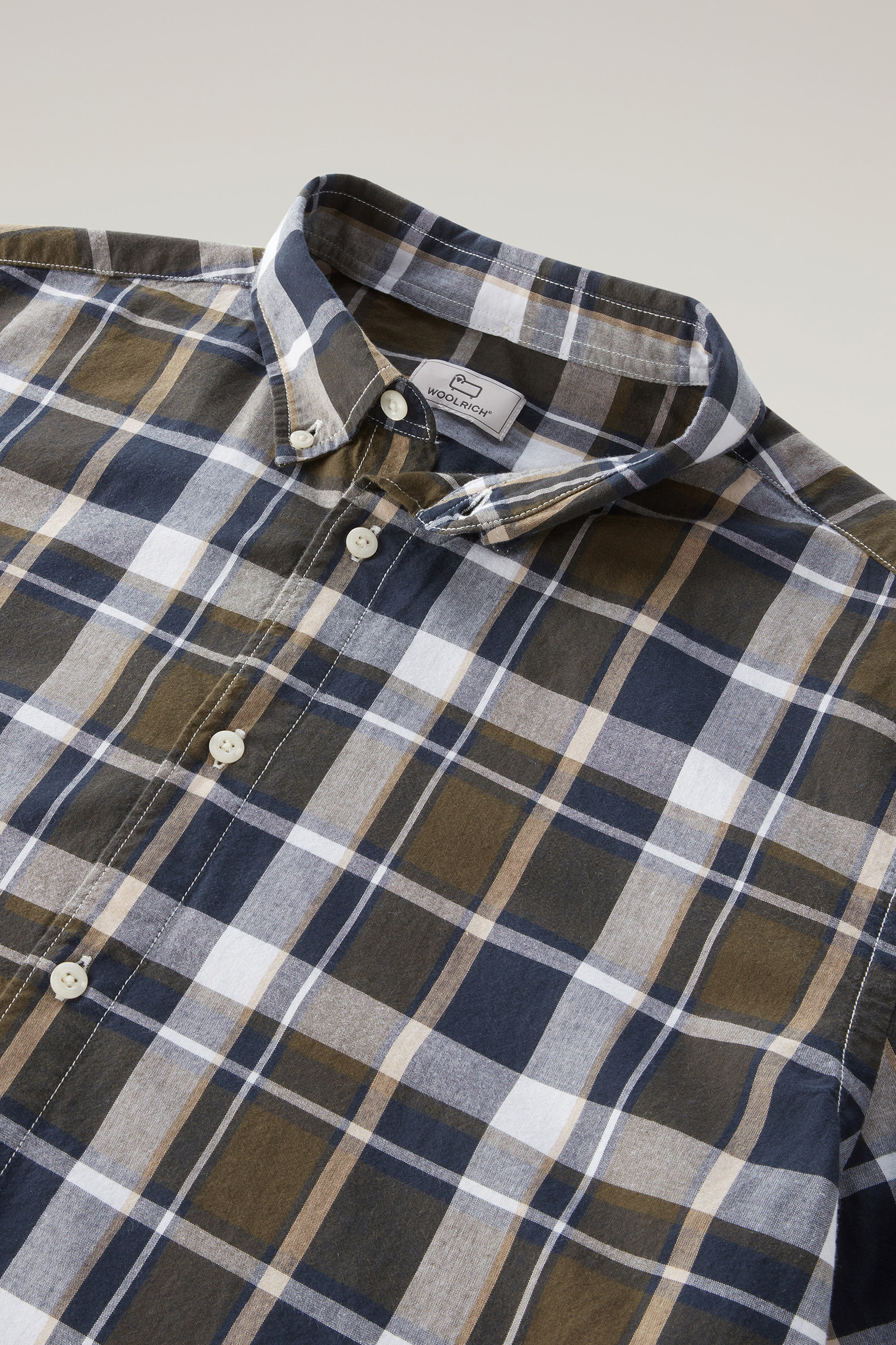 Camicia Madras a quadri in popline di puro cotone verde photo 6 | Woolrich