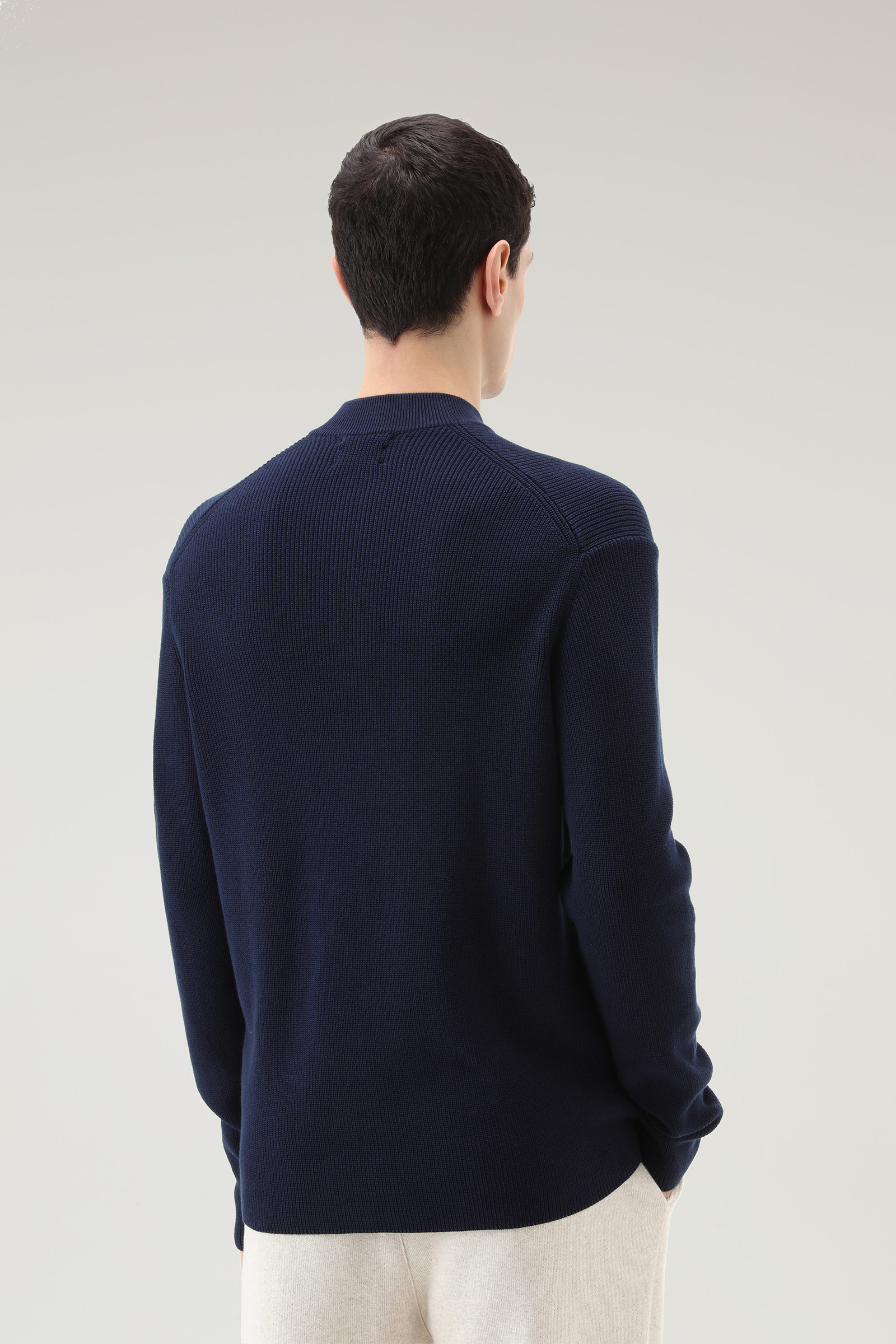 Zip-up Sweater in Pure Cotton Blue photo 3 | Woolrich