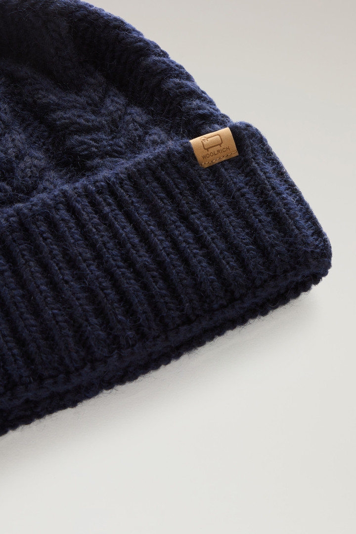 Beanie in Wool and Alpaca Blend with Pom-Pom Blue photo 2 | Woolrich