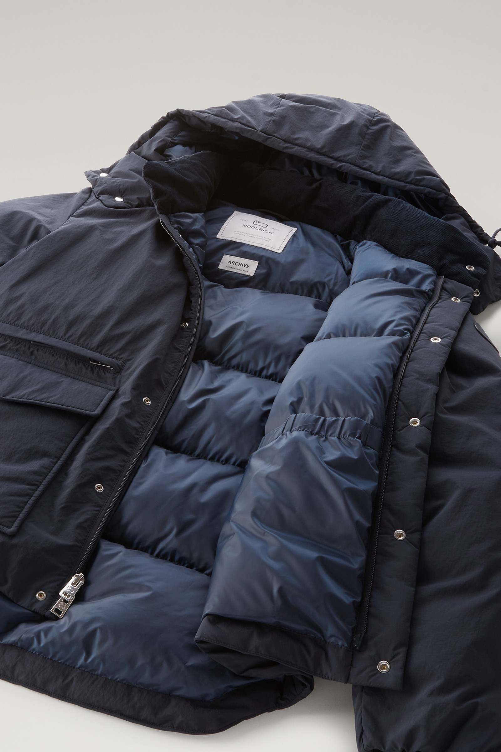 Padded Aleutian Jacket in Eco Taslan Nylon with Detachable Hood Blue photo 12 | Woolrich