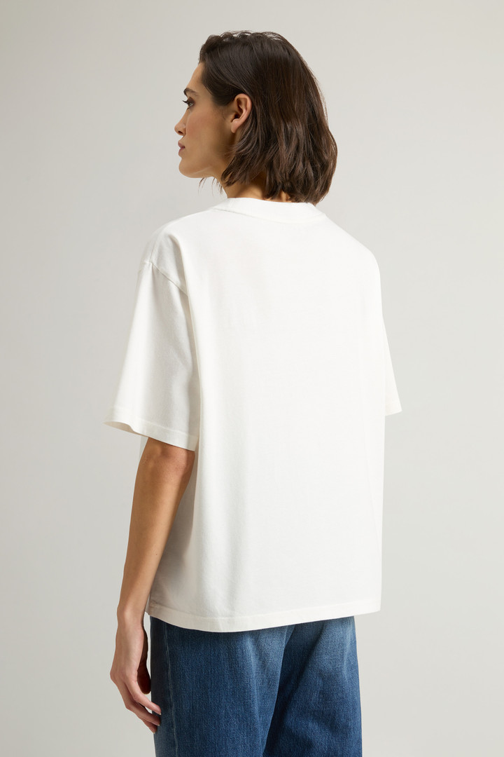 T-shirt en pur coton Pima avec logo sur la poitrine Blanc photo 3 | Woolrich