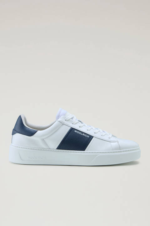 Classic Court leren sneakers met contrasterende details Blauw | Woolrich