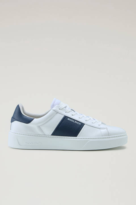 Classic Court Sneakers in Leather with Contrasting Trim Blue | Woolrich
