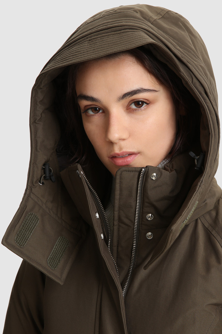 women's olive parka with fur hood