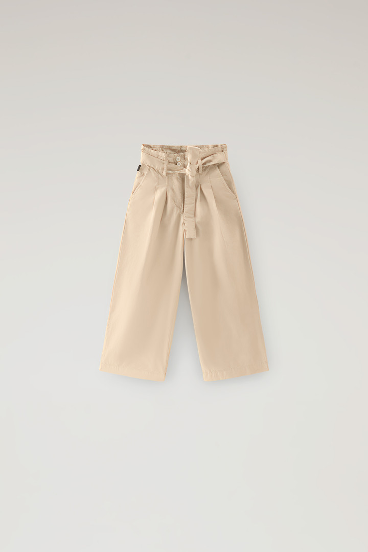 Woolrich Girls' High-Rise Pants in Pure Cotton Poplin Beige Size 8