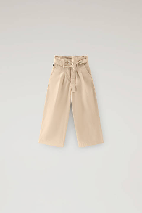Pantalones de niña de cintura alta de popelina de puro algodón Beige | Woolrich