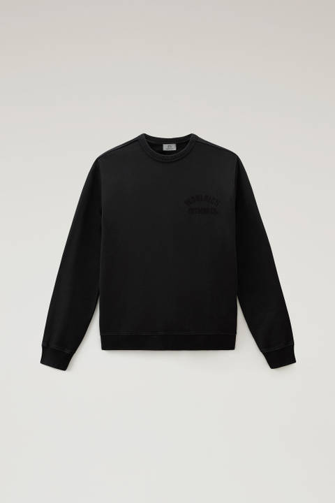 Sweat-shirt à col rond en pur coton Noir photo 2 | Woolrich