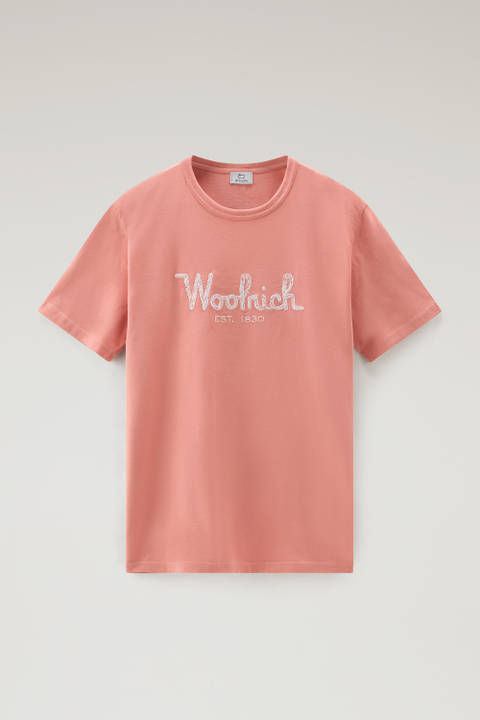 T-shirt in puro cotone con ricamo Rosa photo 2 | Woolrich
