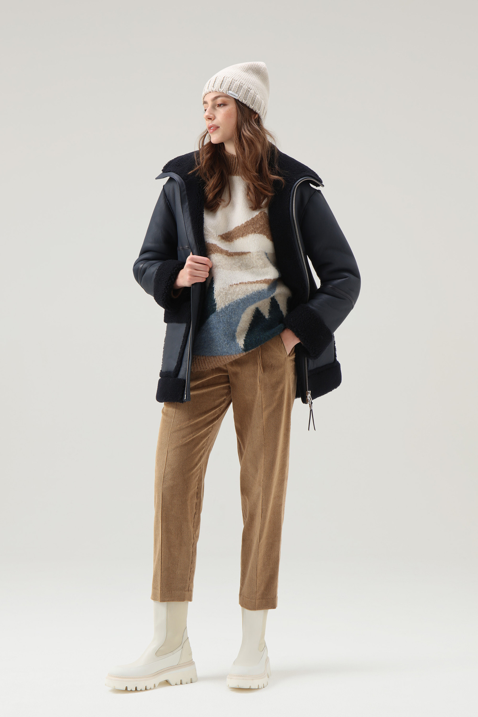 Landschap crewneck trui in shetland wol bruin photo 2 | Woolrich
