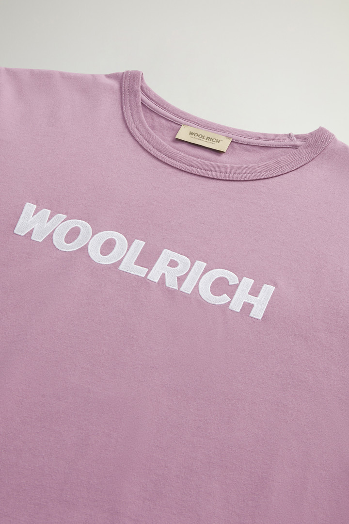 Pure Cotton T-Shirt with Embroidered Logo Purple photo 6 | Woolrich